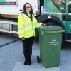 240-litre green food waste recycling bin with two wheels for commercial use